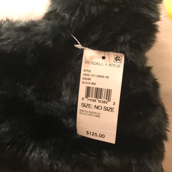 Kendall & Kylie Faux Fur Shopper Bag, NWT, Black $40 - Picture 5 of 6
